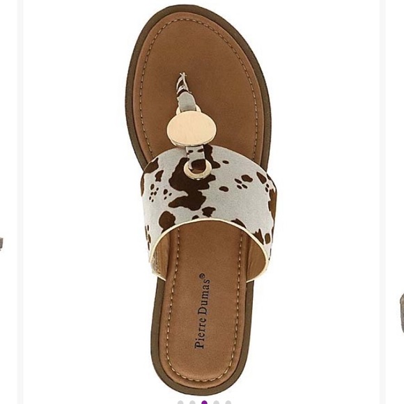Shoes - NIB Pierre Dumas cow print sandals sz 8 Fit is a 9